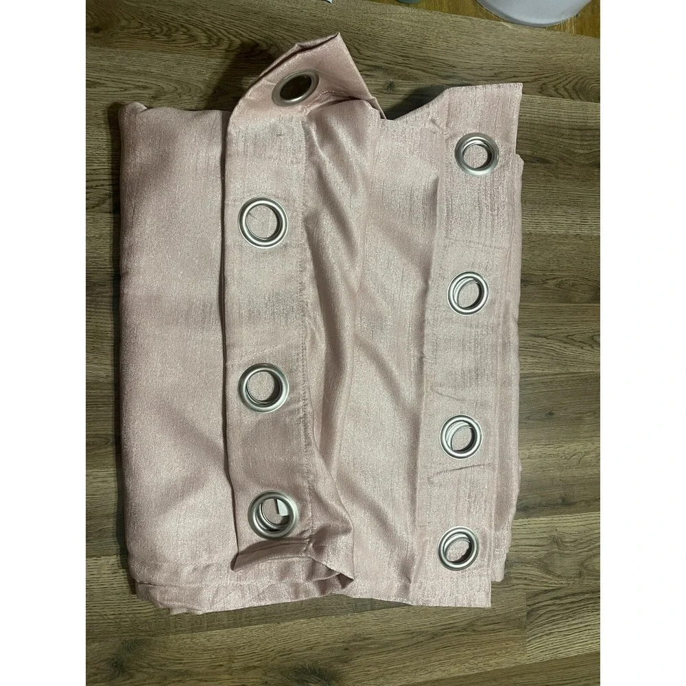 Textured Faux Silk Grommet Panels Blush Set of 2, 52